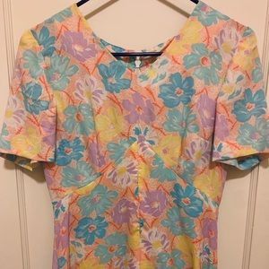 Vintage custom spring floral floor length dress